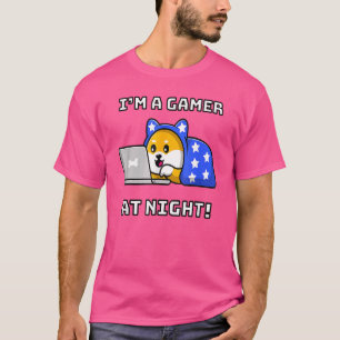 Ich bin Gamer bei Nacht Shiba Inu Video Game Dog P T-Shirt