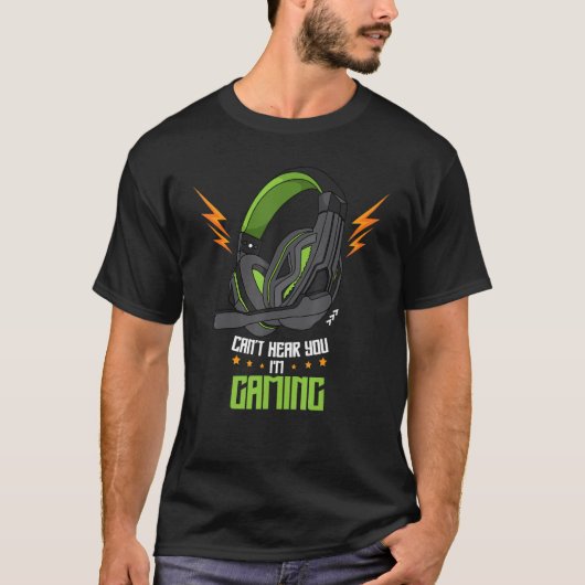 Ich bin Gamer Headset Sprichwort Gree T-Shirt (Vorderseite)