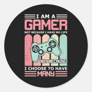Ich bin Gamer   Videospiel Runder Aufkleber