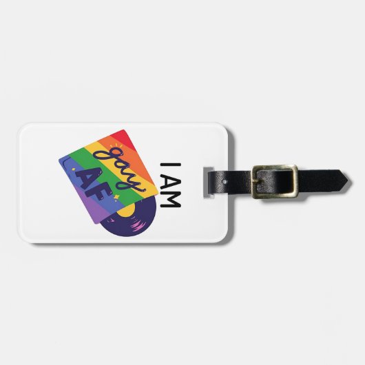 Ich bin Gay AF Funny LGBT Pride Monat Gepäckanhänger (Vorderseite horizontal)