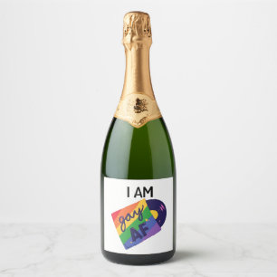 Ich bin Gay AF Funny LGBT Pride Monat Schaumweinetikett