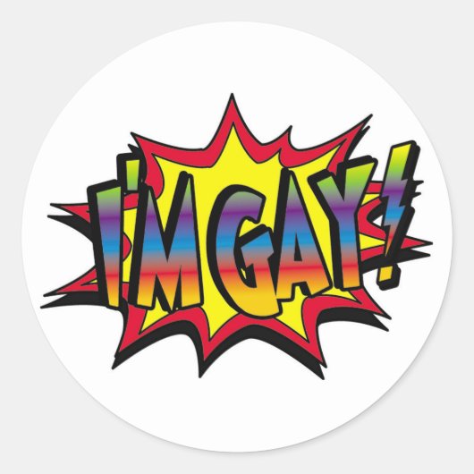 Ich bin Gay Burst Runder Aufkleber (Vorderseite)