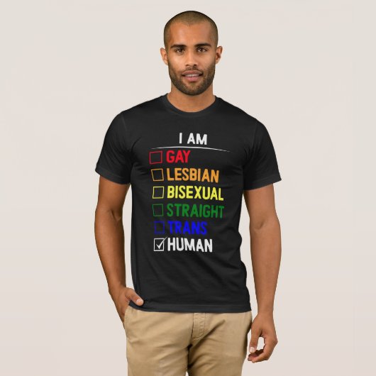 Ich bin Gay Pride Human Design T-Shirt (Vorne ganz)