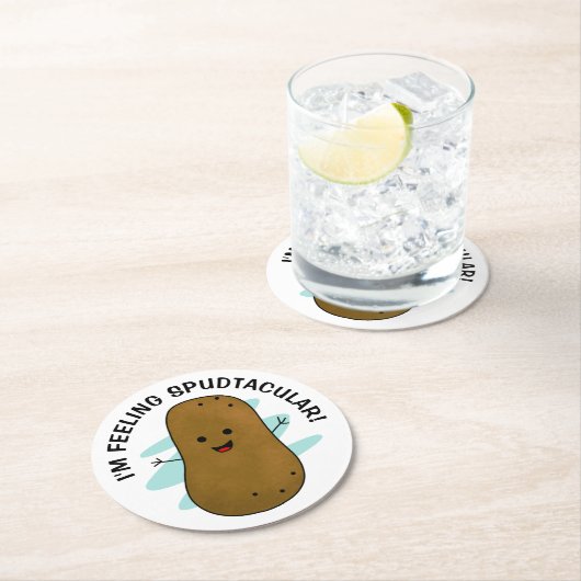 Ich bin Gefühl Spudtacular Potato Runder Pappuntersetzer (Vor Ort)