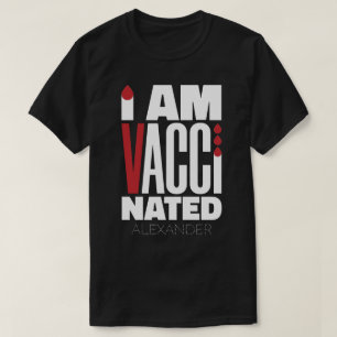 Ich bin geimpft Covid-19 Funny White Red Name T-Shirt