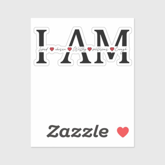 Ich bin geliebt, gewählt, würdig, viktorianisch, g aufkleber (Blatt)