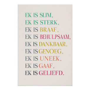 Ich bin genug Affirmation Poster (Niederländisch)