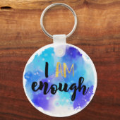 Ich bin genug Blue Watercolor Spiritueller Text Schlüsselanhänger (Vorderseite)
