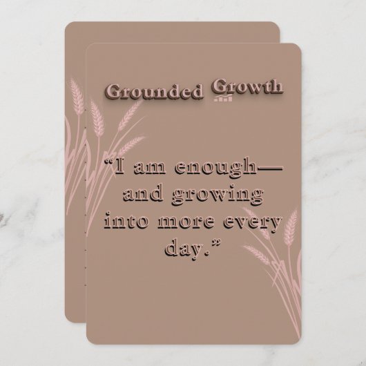 Ich bin genug Dusty Rose Weizen Wachstum Affirmati Mitteilungskarte (Vorne/Hinten)
