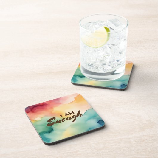 Ich bin genug positive Bejahung Wasserfarbe Getränkeuntersetzer (Rechte Seite)