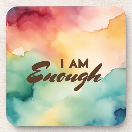 Ich bin genug positive Bejahung Wasserfarbe Getränkeuntersetzer (Vorderseite)