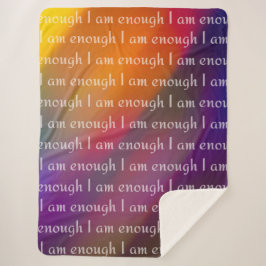 Ich bin genug Regenbogen-Affirmationsmuster-Design Sherpadecke
