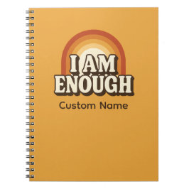 Ich bin genug Retro-Regenbogenstreifen nach Maß Notizblock