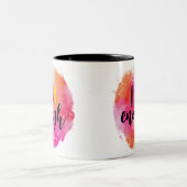 Ich bin genug rosa Orangefarbener spiritueller Tex Zweifarbige Tasse (Mittel)