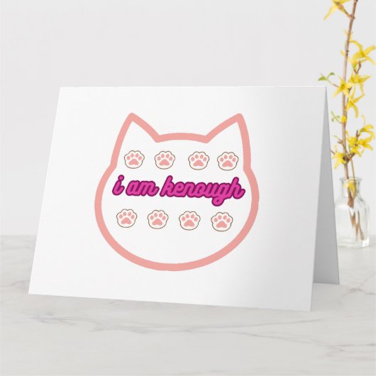 Ich bin genug T-Shert-Katze Karte (Gelbe Blume)