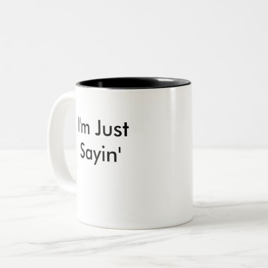 Ich bin gerade rechtshändiges Sayin - Zweifarbige Tasse (Vorderseite Links)