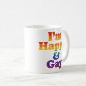 „Ich bin glücklich & gay“ Tasse – Feste Pride Kaff (VorderseiteRechts)