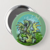 Ich bin glücklich! Lil' Dragon-Kleeblatt Button (Vorne & Hinten)