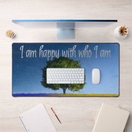 "Ich bin glücklich mit wem ich bin" Motivation Aff Schreibtischunterlage