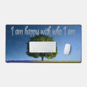 "Ich bin glücklich mit wem ich bin" Motivation Aff Schreibtischunterlage (Tastatur & Maus)
