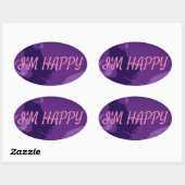 ICH BIN GLÜCKLICH OVALER AUFKLEBER (Blatt)