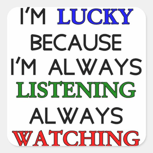 Ich bin glücklich quadratischer aufkleber (Vorderseite)