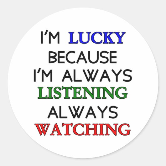 Ich bin glücklich runder aufkleber (Vorderseite)