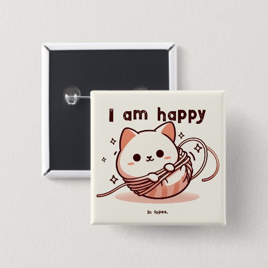 Ich bin glücklich über Ropes Button (Vorne & Hinten)