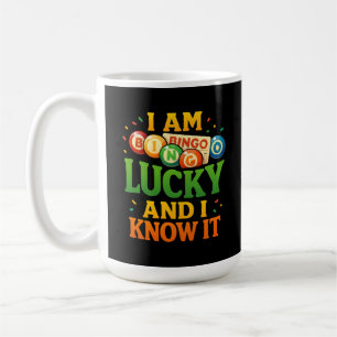 Ich bin glücklich und ich weiß es Funny Bingo Gesc Kaffeetasse