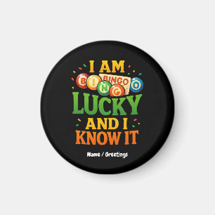 Ich bin glücklich und ich weiß es Funny Bingo Gesc Magnet