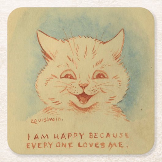 Ich bin glücklich, weil alle mich Lieben (glücklic Rechteckiger Pappuntersetzer (Vorderseite)