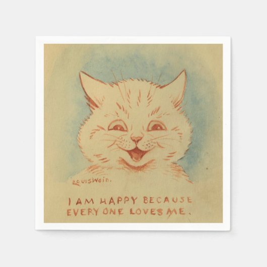 Ich bin glücklich, weil alle mich Lieben (lächelnd Serviette (Vorderseite)