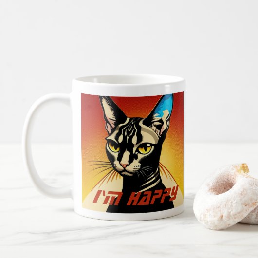 Ich bin glückliche Katzenjungfrau-Tasse Kaffeetasse (Mit Donut)