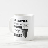 Ich bin glücklicher als ein Mistkäfer in einem Hau Kaffeetasse (Vorderseite Links)