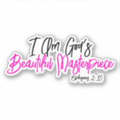 Ich bin Gottes schönes Meisterwerk Pink Christlich Aufkleber (Vorderseite)