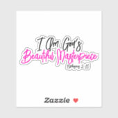 Ich bin Gottes schönes Meisterwerk Pink Christlich Aufkleber (Blatt)