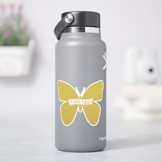 Ich bin gratis Gold Butterfly Christlich Sticker (HydroFlask)