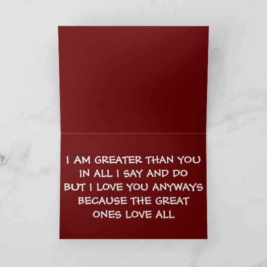 ICH BIN GRÖSSER ALS SIE KARTE (Innenseite)