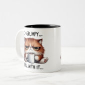 Ich bin gruselig, kümmere mich um die Katze Zweifarbige Tasse (Vorderseite Links)