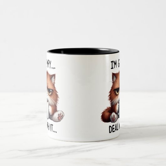 Ich bin gruselig, kümmere mich um die Katze Zweifarbige Tasse (Mittel)
