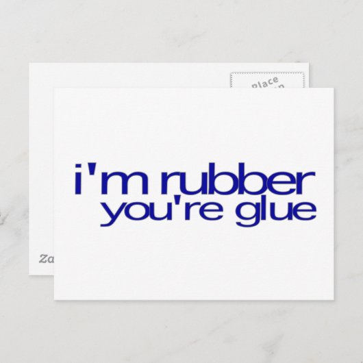 Ich bin Gummi, du bist Kleber Postkarte (Vorne/Hinten)