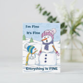 Ich bin gut alles ist ein schöner Funny Funny Snow Postkarte (Stehend Vorderseite)