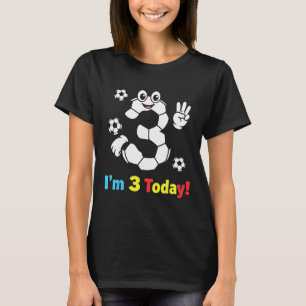 Ich bin heute 3 Süße Fußball-Cartoon 3. Geburtstag T-Shirt
