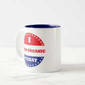 Ich bin heute Bio geworden Zweifarbige Tasse (Vorderseite Links)