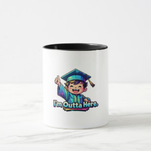 Ich bin hier als Absolvent Cartoon Tasse
