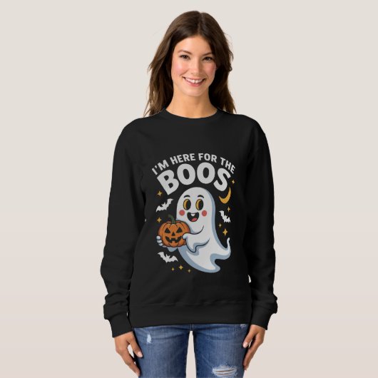 Ich bin hier für das Boos - Funny Halloween Design Sweatshirt (Vorne ganz)