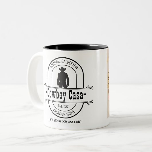 Ich bin hier für die Cowboys-Tasse Zweifarbige Tasse (Vorderseite Links)