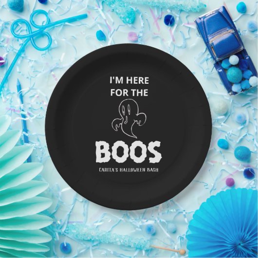 Ich bin hier für die Personalisierte Boos-Papierpl Pappteller (Party)