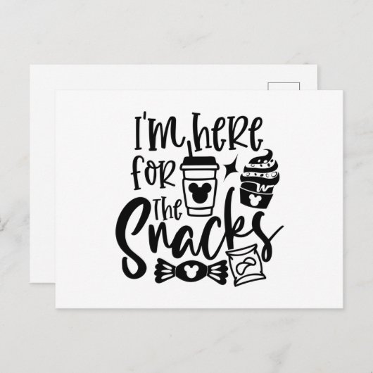 Ich bin hier für die Snacks Postkarte (Vorne/Hinten)