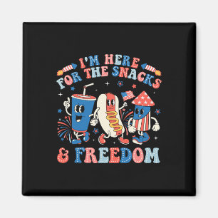Ich bin hier für die Snacks und Freedom Boy Girl K Magnet
